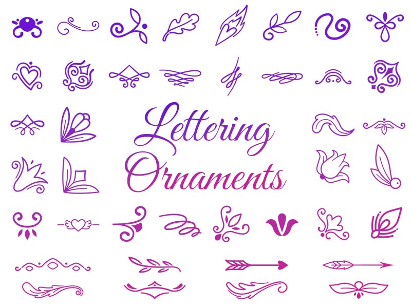 Lettering Ornaments Procreate brush pack preview