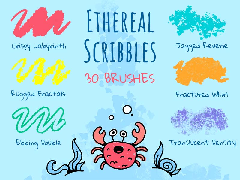Ethereal Scribbles Procreate brush pack preview