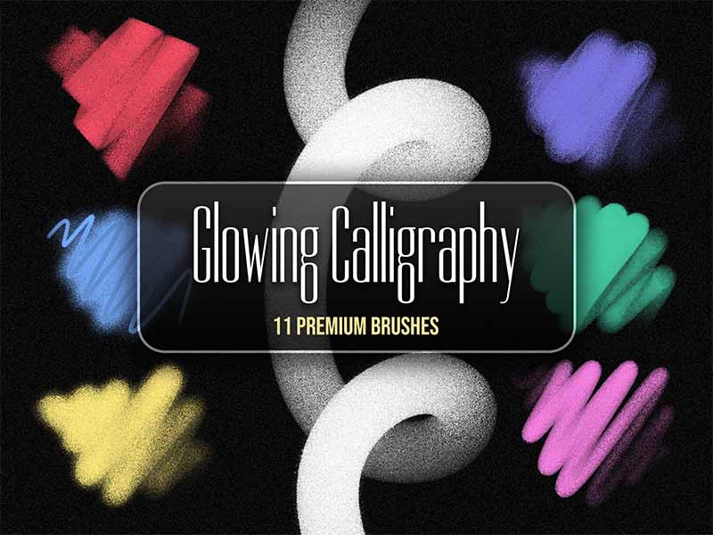 Glowing Calligraphy Procreate brush pack preview