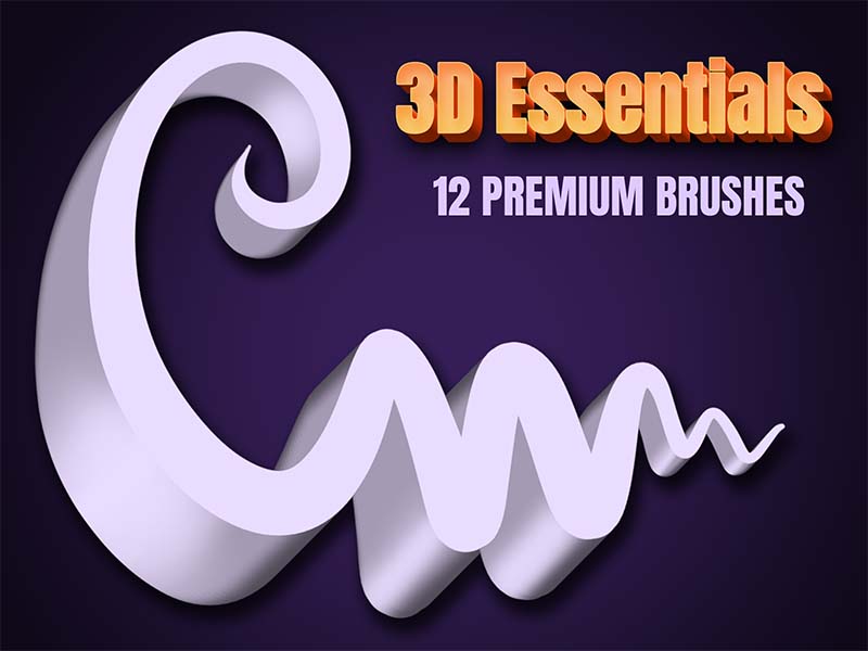 3D Essentials Procreate brush pack preview