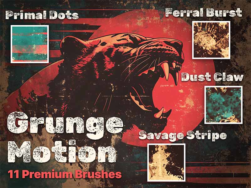 Grunge Motion Procreate brush pack preview