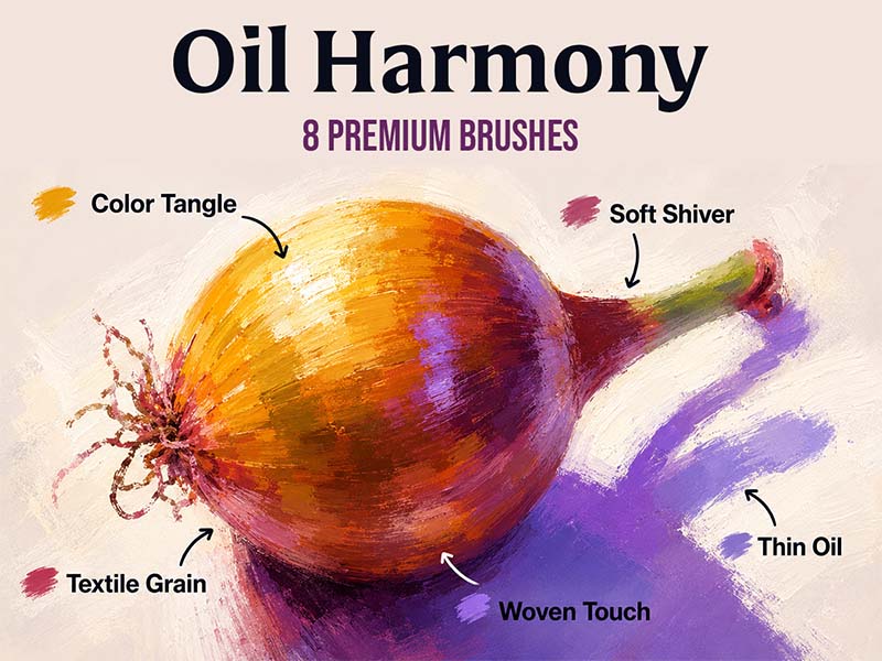 Oil Harmony Procreate brush pack preview