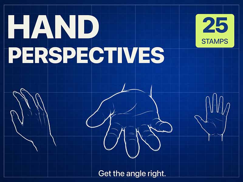 Hand Perspectives Procreate brush pack preview
