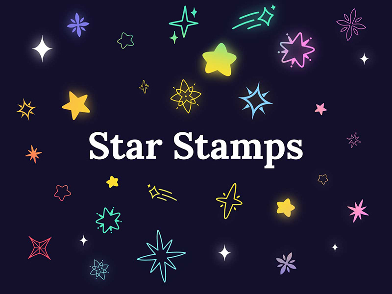 Star Stamps Procreate brush pack preview