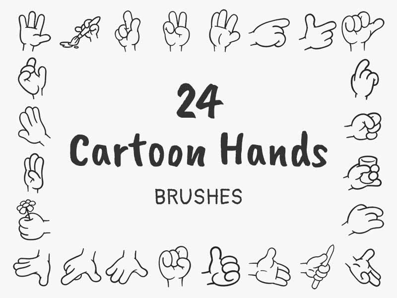 Cartoon Hands Procreate brush pack preview