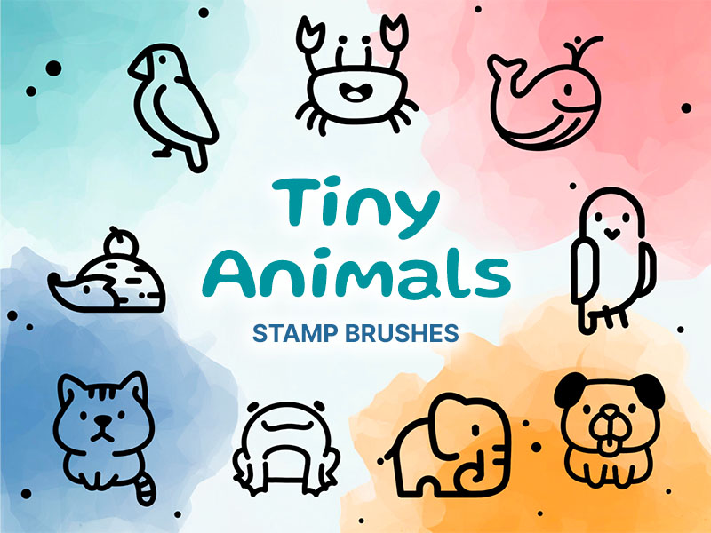 Tiny Animals Procreate brush pack preview