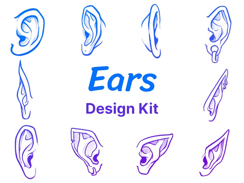 Ears Design Kit Procreate brush pack preview