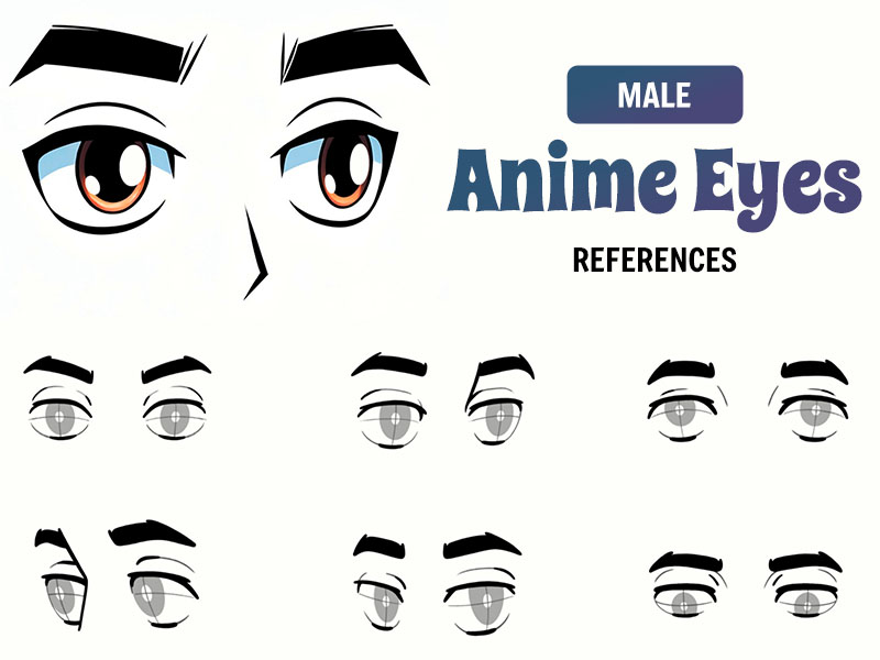 Male Anime Eyes Procreate brush pack preview